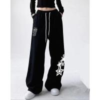 Pantalones de chándal con diseño de estampado de estrellas y letras para mujer, pantalones de pierna ancha de estilo callejero americano, pantalones largos a la moda para primavera y verano 2024 - details 4