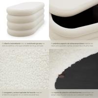 Taburete Almacenaje Bouclé, Carga: 120 kg, MDF, Puff Almacenaje, Taburete Dormitorio, Reposapies Puff, Zapatero Entrada Recibidor, Asiento Acolchado, Ideal Salón Hogar - 42 x 47 cm Crema - details 12
