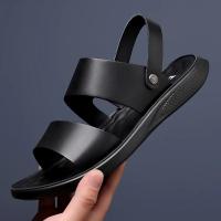 Sandalias cómodas de verano con plataforma para pie plano, sandalias de cuero con suela gruesa antideslizantes para hombre, zapatillas de fondo suave para playa al aire libre - details 1