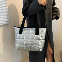 Bolso de mano de algodón con almohadilla espacial para mujer, bolsa de viaje de hombro acolchada, de gran capacidad, impermeable, a la moda, Invierno - details 7