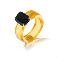 Anillos de resina coloridos de moda 2024 para mujer, anillos acrílicos simples vintage con diamantes de imitación, anillos geométricos de plástico estilo hip hop, joyería. - details 8