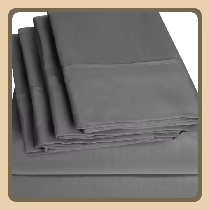 Sábanas de 6 piezas, 1500 hilos, bolsillo profundo, Juego de Fundas de Almohada Extra de Microfibra con Bolsillos Profundos, Gris, Matrimonio - 1