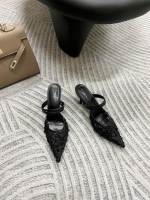 Nuevos tacones altos puntiagudos, hilo de malla para mujer, una palabra con boca ligera, cabeza de bolso estilo hada de moda, medias zapatillas. - details 31