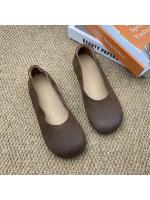 Zapatos sencillos de boca poco profunda con cabeza redonda 2025, nuevos, de interior y exterior de cuero, sin cordones, de suela plana, informales, de talla grande - details 5
