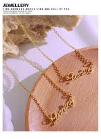 Collar con colgante de letra de diseño innovador, collar querido, chapado en acero titanio, joyería de oro real de 18K para mujer - details 6