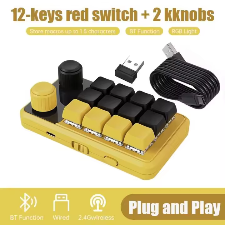 Programación Ro Teclado de perilla personalizado RGB 3 teclas Copiar Botón de pegar Teclado para juegos Nical Hotswap Ropad - 1