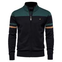 2025 nuevo Otoño e Invierno 100% algodón para hombre cárdigan con cremallera Casual Patchwork moda juvenil suéteres de punto para hombres - details 3