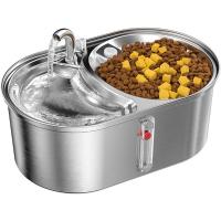 Fuente de agua para gatos, 101 oz/3 L, fuente de agua para mascotas de acero inoxidable 304 para gatos en el interior, cuencos para gatos 2 en 1 para comida y agua, dispensador automático de agua para perros ultrasilencioso con bomba de agua y 5 filtros - details 0