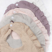 Babero de gasa para niños y niñas, algodón puro, color caramelo, cómodo babero para Saliva, toalla de Saliva de encaje de color sólido para bebé, productos para bebé - details 5