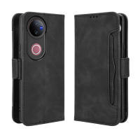 Funda de cuero con tapa para Vivo V50, V50 Lite, billetera con ranuras para múltiples tarjetas, funda de cuero magnética de PU. - details 7