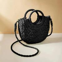 Bolso de playa de media luna de vid de hierba tejido a mano, bolso de hombro hueco de verano para mujer de gran capacidad - details 0