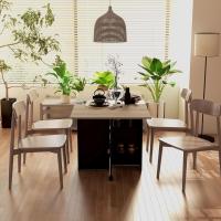 Mesa Plegable de Comedor Mesa de Cocina Plegable con Ruedas Alas Abatibles y Estantes para 4-6 Personas 75x140x74 cm Cemento Gris - details 33
