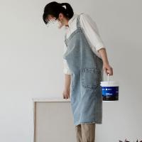 Delantal vaquero a prueba de aceite para mujer, delantales extendidos elegantes Unisex para camarero con bolsillos, delantal suave para tienda de flores para artistas, tienda de flores - details 9