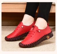 Zapatos de marca antideslizantes para mujer, zapatillas de cuero suave, mocasines cómodos sin cordones, zapatos para mamá con hilo de coser a mano - details 14