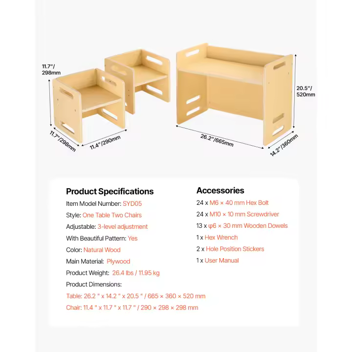 SucceBuy Juego de mesa y silla de destete Montessori, juego de madera para niños pequeños de altura ajustable para edades de 1 a 5 años, mesa de actividades para niños para leer, comer y jugar, blanco - 1