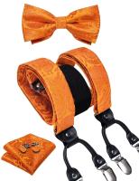 Conjunto de Borlas de Seda para Hombres Paquete de Cuadrillo de Paisley Naranja Pintado - details 5