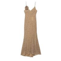 Vestido de lunares con tirantes y cuello en V con decoración floral tridimensional 2025, vestido largo de verano, nueva ropa de mujer. - details 1