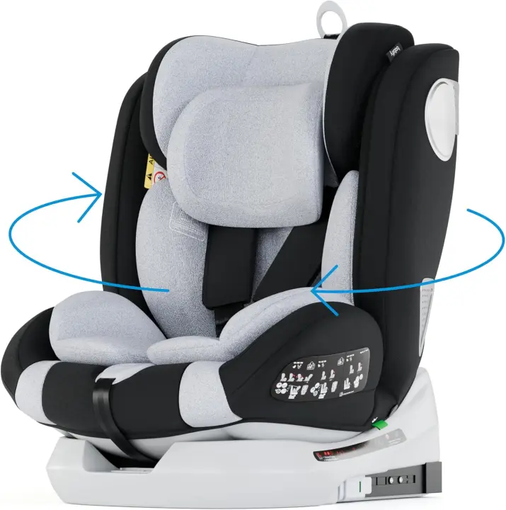 Silla de Coche Isofix para Bebés y Niños Ajustable a 40-150 cm, 360º de Rotación, Seguro y Portátil - 1