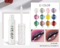 HANDAIYAN Juego de delineador de ojos líquido con lentejuelas deslumbrantes y brillantes de 12 colores, delineador de ojos colorido intenso metálico resistente al agua, de larga duración, ultrafino - details 1