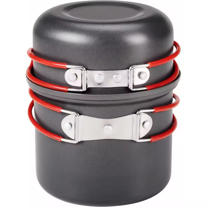 Cocina de Camping Ligera de Aluminio Kit Plegable con Olla, Taza y Sarten para Senderismo, Picnic, Actividades al Aire Libre - 1
