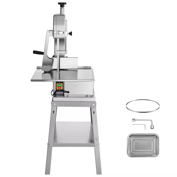 SucceBuy Sierra eléctrica para carne, cortador vertical de acero inoxidable de 850 W, banco de trabajo de 19.1 "x 15", espesor de corte de 7.09", 5 cuchillas para cortar carnes congeladas, cerdo, ternera y costillas - 1