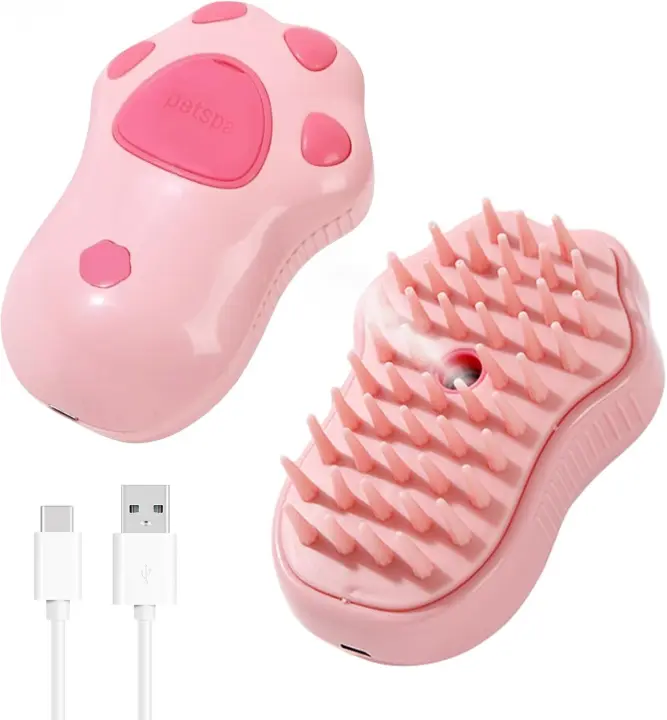 Cepillo de vapor para gatos, 3 en 1, pulverizador para gatos y perros para la caída y limpieza del cabello, cepillos de vapor para mascotas con masaje de spa de silicona con baño de nebulización y limpieza en seco - 1