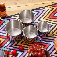 Tazas de acampada portátiles, tazas y tazas de acero inoxidable para exteriores con mango plegable, 4 paquetes - details 4