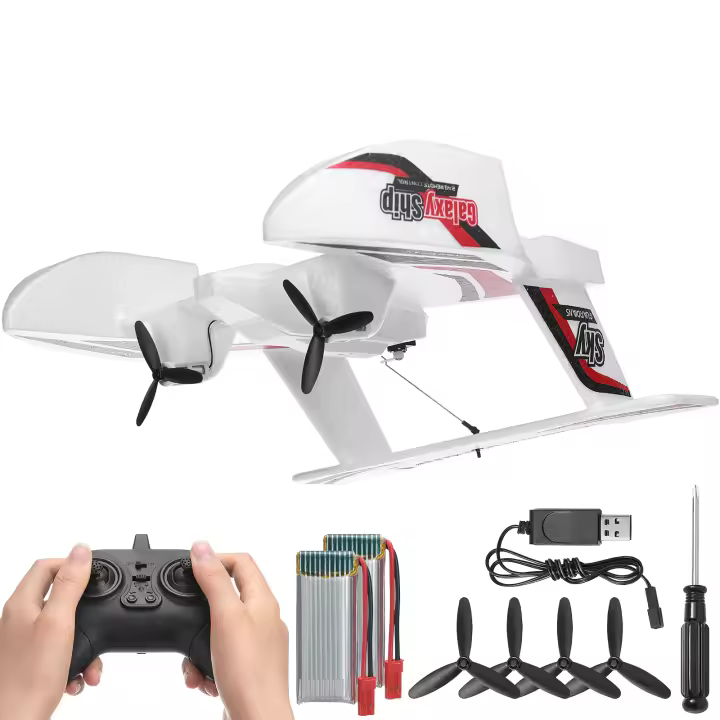 SucceBuy RC Plane - 2.4GHz 3-Ch, giroscopio de 6 ejes, 2 baterías, anfibio, fácil de volar para todos - 1