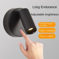 Luz LED de pared portátil, foco recargable por USB, rotación de 360 °, sin cableado, lámpara magnética para dormitorio - details 1