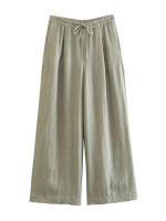 OUWU- Primavera Verano 2025 Ropa de Calle Traje de Mujer Moda Cuello Vuelto Cinturón Chaleco Sin Mangas + Pantalones Largos de Pierna Ancha de Cintura Alta - details 16