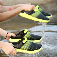 Verano pareja de hombres y mujeres cambia gradualmente sandalias de gran tamaño zapatillas de malla casual agujero zapatos de playa media zapatillas - details 7