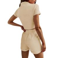 Conjunto de Pantalones Cortos Delgados de Moda Verano 2024 Top Corto Ajustado de Color Sólido y Shorts Estilo Callejero para Mujeres - details 23