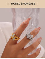 Anillo Hueco de Diamante de Agua de lujo para Mujeres, anillo de Maple de Titanium, forma de engrane de personalidad, Anillo, accesorios de joyería punk - details 2