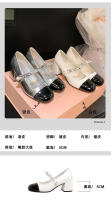 Nuevo francés Xiaoxiangfeng tacón grueso Mary Jane temperamento versátil color coincidencia de zapatos individuales de tacón alto - details 3