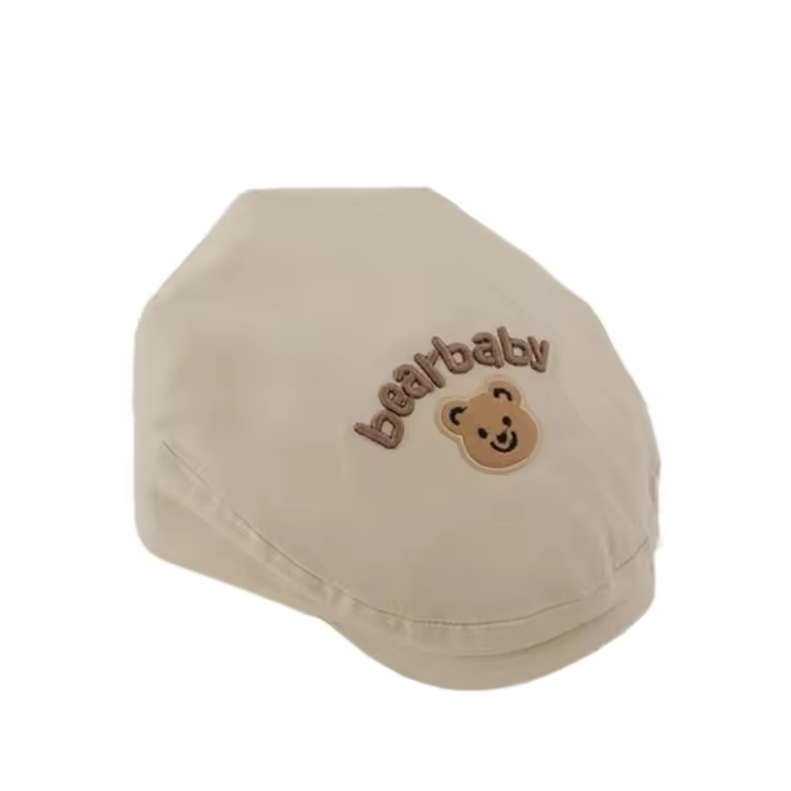 Gorro de boina ajustable con dibujos animados para bebé, gorro con cordón de oso para niños, gorra octogonal con letras bordadas, gorra de vendedor de periódicos para exteriores - 1