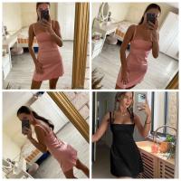 Mingmingxi verano encantador Spaghetti Strap A e vestido elegante satén negro fiesta de vacaciones alta elasticidad vestidos de mujer 2023 - details 0