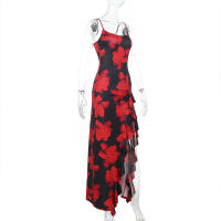 Nuevo vestido de verano ajustado con tirantes divididos y estampado para mujer - details 7