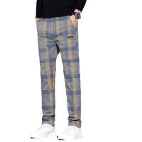 Pantalones grandes para hombre, pierna recta, elásticos, cómodos y versátiles, informales, a cuadros, primavera 2025 - details 2