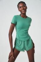 Conjunto deportivo de dos piezas para mujer, ropa deportiva corta de Color liso, transpirable, secado rápido, traje para correr - details 11