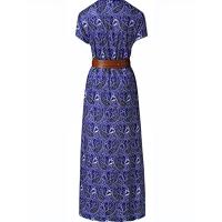 Vestido Maxi Floral Elegante con Cuello en V - Estilo Chic de Verano con Cinturón, Tela Tejida Durable y de Fácil Mantenimiento - details 13