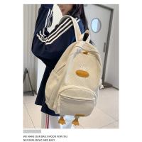 Dibujos animados estilo japonés ins lindo patito mochila femenina de pana informal mochila de campus estudiante universitario de secundaria. - details 7