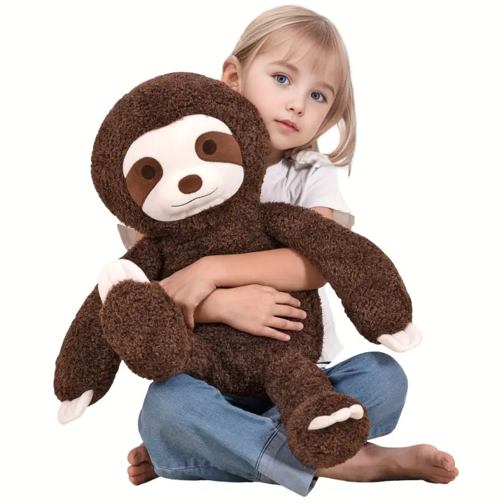 Almohada grande y suave de felpa con diseño de perezoso grande, color marrón oscuro, 24 pulgadas, grande, marrón, fibra de poliéster, con peluches, para niños, novia, cumpleaños, Pascua - 1