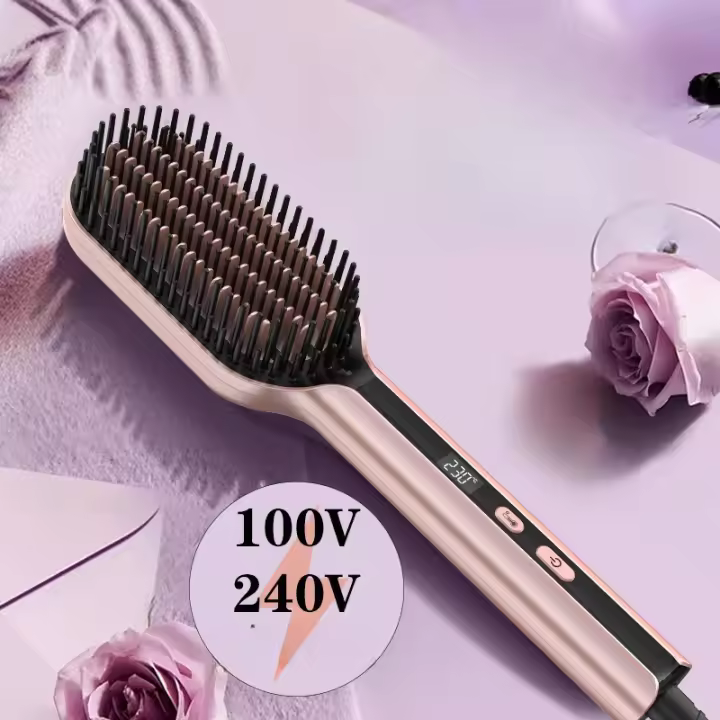 Peinador portátil para alisar el cabello anion alisador doméstico para el cabello puffy electric roll peine recto roll doble uso - 1