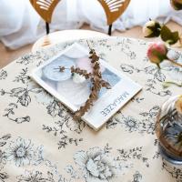 Mantel Vintage de lino y algodón, cubierta de mesa redonda lavable rústica Floral Pastoral para decoración de granja, Picnic, decoración de mesa - details 4