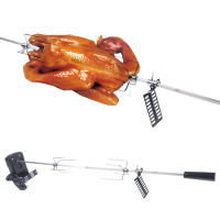Parrilla BBQ Profesional de Acero Inoxidable Rotisserie Automática con Agujas de Carne 80cm - details 8