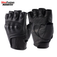 Guantes de cuero auténtico para motocicleta, manoplas de medio dedo para Motociclista, Luva, Gant, Enduro, novedad de Verano - details 0