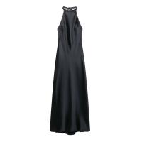 PB & ZA2025slim fit temperamento cuello halter vestido largo sin espalda textura satinada vestido largo novedad de verano ropa de mujer - details 1