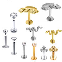 Piercing de titanio para la oreja, g23, labret tragus, anillos para labios, hilo interno, hélice, pendientes, aros para cartílago daith, 2 uds. - details 1