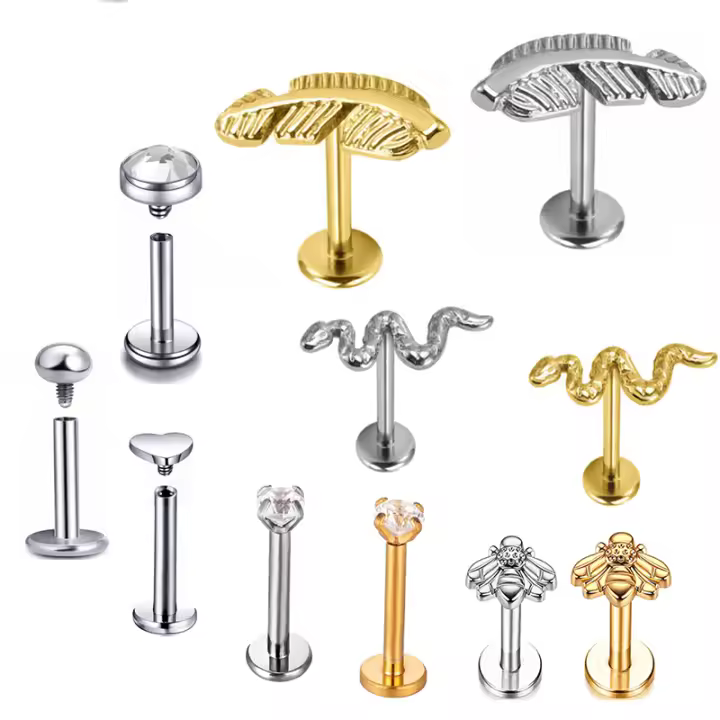 Piercing de titanio para la oreja, g23, labret tragus, anillos para labios, hilo interno, hélice, pendientes, aros para cartílago daith, 2 uds. - 1