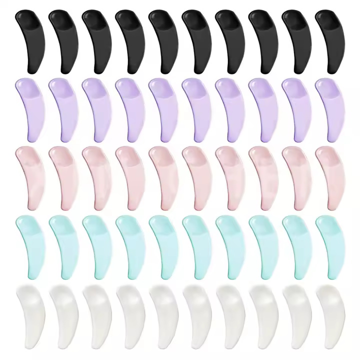 Mini espátula cosmética desechable, cuchara curva para maquillaje, máscara, crema, cuchara, crema para ojos, kit de herramientas de belleza facial, 50 Uds. - 1